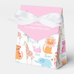 Pink Safari Theme Baby Shower Favor Boxes