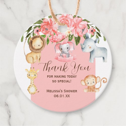 Pink Safari Theme Favor Tags