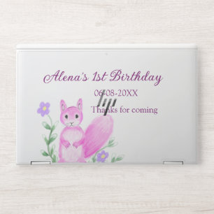 Pink safari Woodland animal birthday add name year HP Laptop Skin