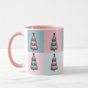 Pink Sage Christmas Tree Pattern Mug
