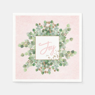 Pink Sage Eucalyptus Watercolor Holiday Party Napkins