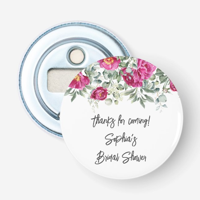 Pink Sage Flowers Floral Shower Favors Bottle Opener (Front)