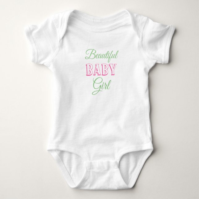 Pink Sage Green Beautiful Baby Girl Baby Bodysuit (Front)