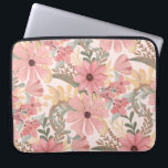 Pink Sage Green Floral Leaves Watercolor Pattern Laptop Sleeve<br><div class="desc">This elegant and feminine pattern is perfect for the stylish and trendy woman. It features hand-painted watercolor coral pink, medium pink, chestnut brown, golden yellow, and forest green flowers and leaves on top of a blush pink background. It's country, pretty, cute, unique, artsy, and modern; the perfect complement to your...</div>