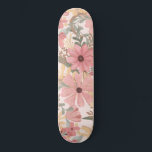 Pink Sage Green Floral Leaves Watercolor Pattern Skateboard<br><div class="desc">This elegant and feminine pattern is perfect for the stylish and trendy woman. It features hand-painted watercolor coral pink, medium pink, chestnut brown, golden yellow, and forest green flowers and leaves on top of a blush pink background. It's country, pretty, cute, unique, artsy, and modern; the perfect complement to your...</div>