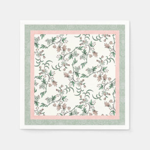 Pink Sage Green Floral Vintage Party Napkins