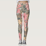 Pink Sage Green Flowers Leave Watercolor Pattern Leggings<br><div class="desc">This elegant and feminine pattern is perfect for the stylish and trendy woman. It features hand-painted watercolor coral pink, medium pink, chestnut brown, golden yellow, and forest green flowers and leaves on top of a sage green background. It's country, pretty, cute, unique, artsy, and modern; the perfect complement to your...</div>