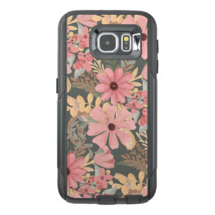 Pink Sage Green Flowers Leave Watercolor Pattern OtterBox Samsung Galaxy S6 Case