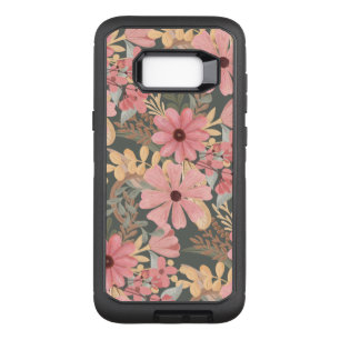 Pink Sage Green Flowers Leave Watercolor Pattern OtterBox Defender Samsung Galaxy S8+ Case