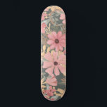Pink Sage Green Flowers Leave Watercolor Pattern Skateboard<br><div class="desc">This elegant and feminine pattern is perfect for the stylish and trendy woman. It features hand-painted watercolor coral pink, medium pink, chestnut brown, golden yellow, and forest green flowers and leaves on top of a sage green background. It's country, pretty, cute, unique, artsy, and modern; the perfect complement to your...</div>