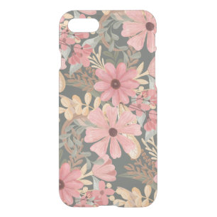 Pink Sage Green Flowers Leave Watercolor Pattern iPhone SE/8/7 Case