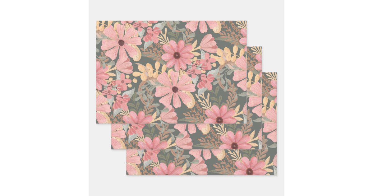 White Magnolia Flowers on Sage - seamless pattern. Wrapping Paper Sheets