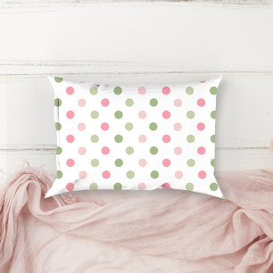 Pink & Sage Green Pastel Polka Dot Accent Pillow