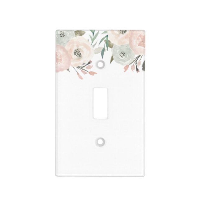 Pink & Sage Mint Green Modern Elegant Chic Light Switch Cover (Front)