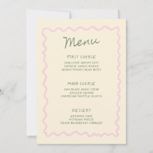 Pink Sage Whimsical Handwritten Menu Card