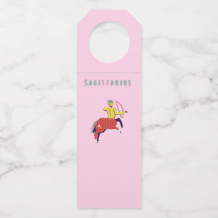 Pink Sagittarius, zodiac, star sign Bottle Hanger Tag