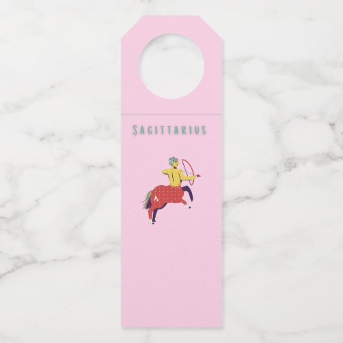 Pink Sagittarius, zodiac, star sign Bottle Hanger Tag