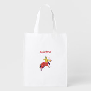 Pink Sagittarius, zodiac, star sign Grocery Bag