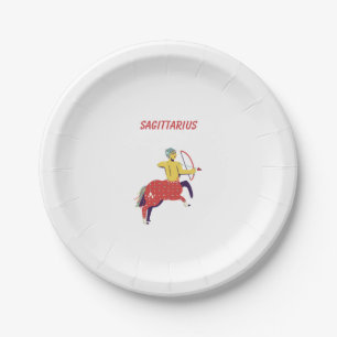 Pink Sagittarius, zodiac, star sign Paper Plates