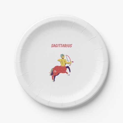 Pink Sagittarius, zodiac, star sign Paper Plates