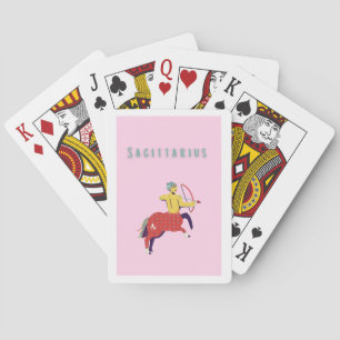 Pink Sagittarius, zodiac, star sign Poker Cards