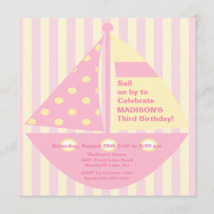 PINK Sailboat Birthday Invitation