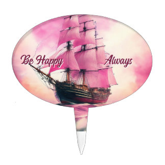 Pink Sails themed Cake Topper