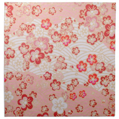 Pink Sakura Blossom Japanese Pattern    Cloth Napkin