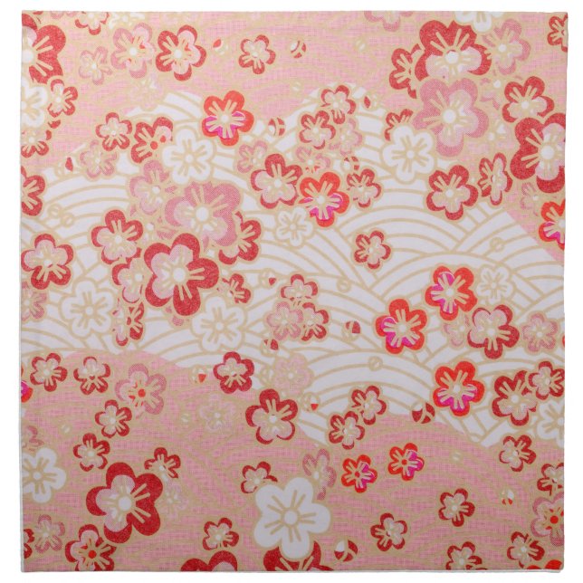 Pink Sakura Blossom Japanese Pattern    Cloth Napkin (Front)