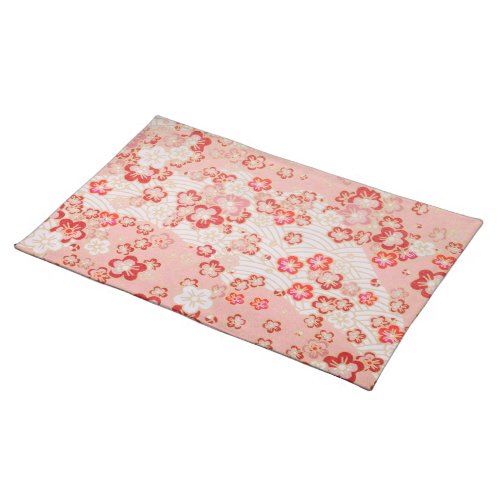 Pink Sakura Blossom Japanese Pattern     Cloth Placemat