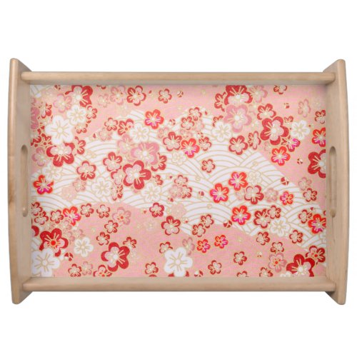 Pink Sakura Blossom Japanese Pattern    Serving Tray