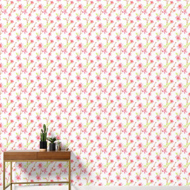 Pink Sakura Blossoms Wallpaper (Hallway)