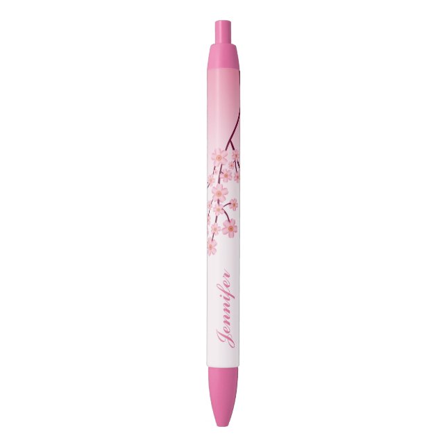 Pink Sakura Branch With Personalized Name Pen (Front Vertical)