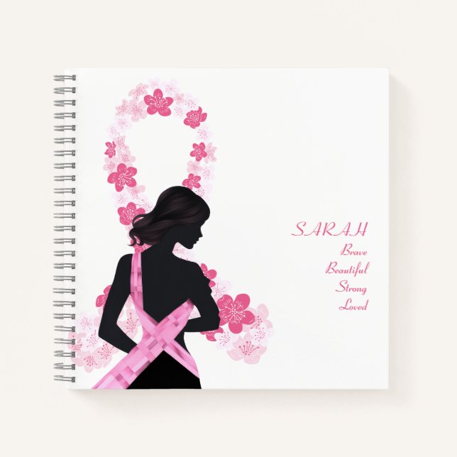 Pink Sakura Breast Cancer Survivor Friends Support Notebook (Front)
