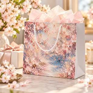 pink sakura Cherry Blossom romantic dreamy  Large Gift Bag