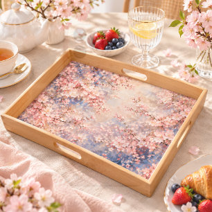 pink sakura Cherry Blossom romantic dreamy Serving Tray