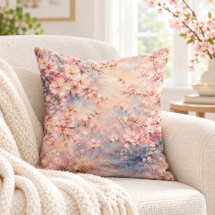 pink sakura Cherry Blossom romantic dreamy  Throw Pillow