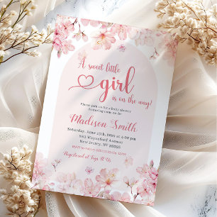 Pink Sakura Cherry Blossom Spring Baby Shower Invitation