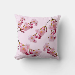 Pink Sakura Cherry Blossom Spring Branches Photo Throw Pillow