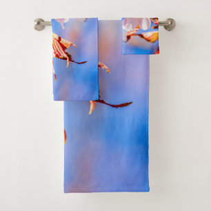 Pink Sakura Flower Blue Sky Bath Towel Set