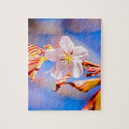 Pink Sakura Flower Blue Sky Jigsaw Puzzle