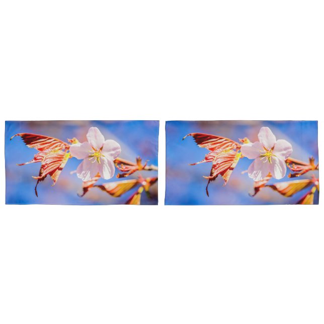 Pink Sakura Flower Blue Sky Pillow Case (Front-Set)