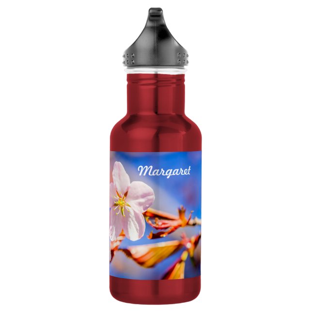 Pink Sakura Flower Blue Sky Stainless Steel Water Bottle (Right)