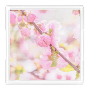 Pink sakura flowers - Japanese cherry blossom Acrylic Tray