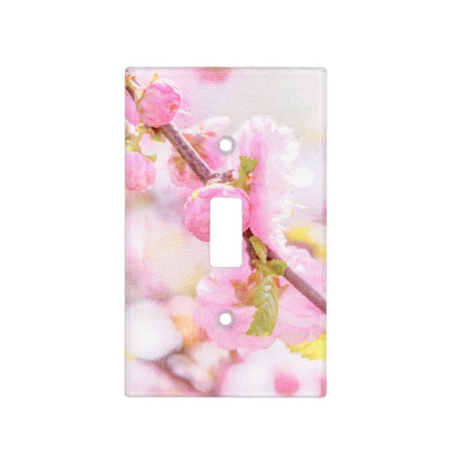 Pink sakura flowers - Japanese cherry blossom Light Switch Cover (Front)