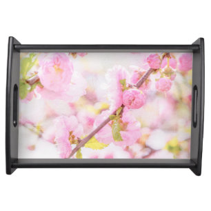 Pink sakura flowers - Japanese cherry blossom Serving Tray