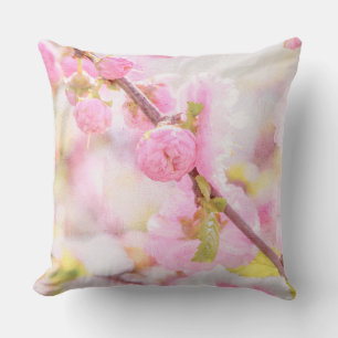 Pink sakura flowers - Japanese cherry blossom Throw Pillow