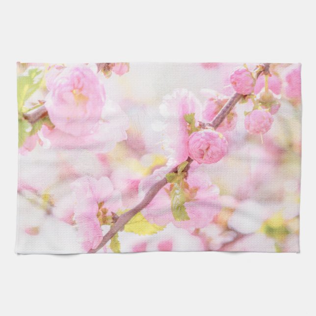 Pink sakura flowers - Japanese cherry blossom Towel (Horizontal)