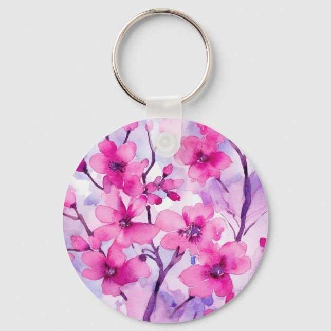 Pink Sakura Flowers Keychain (Front)