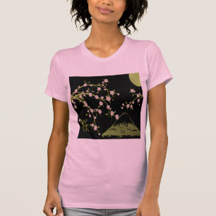 Pink Sakura Gold Black Japanese Screen T-Shirt